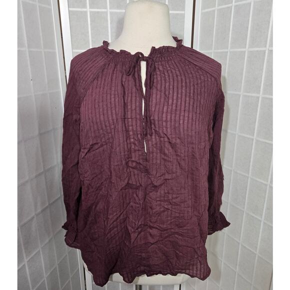 NWT Torrid Front Tie Stripe Gauze Lace-Up Peasant Top Shirt Top Size: 00X (10) - Picture 4 of 5
